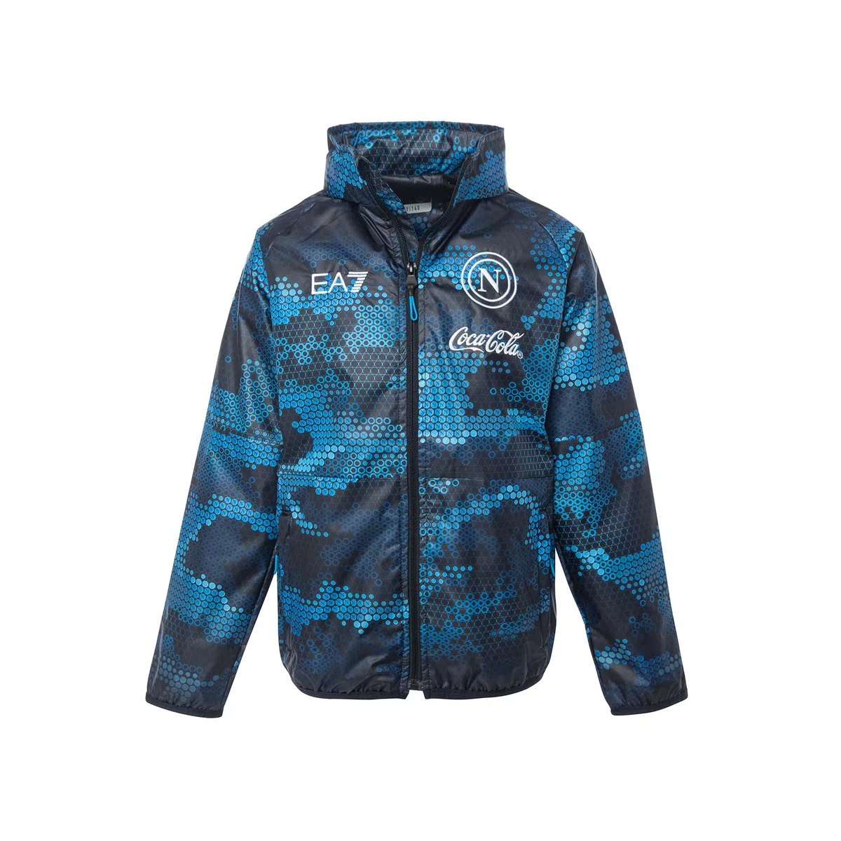 SSC NAPOLI Giacca Antivento Azzurro, EA7 Prodotto Ufficiale, Softshell Calcio 2024/2025-14 anni