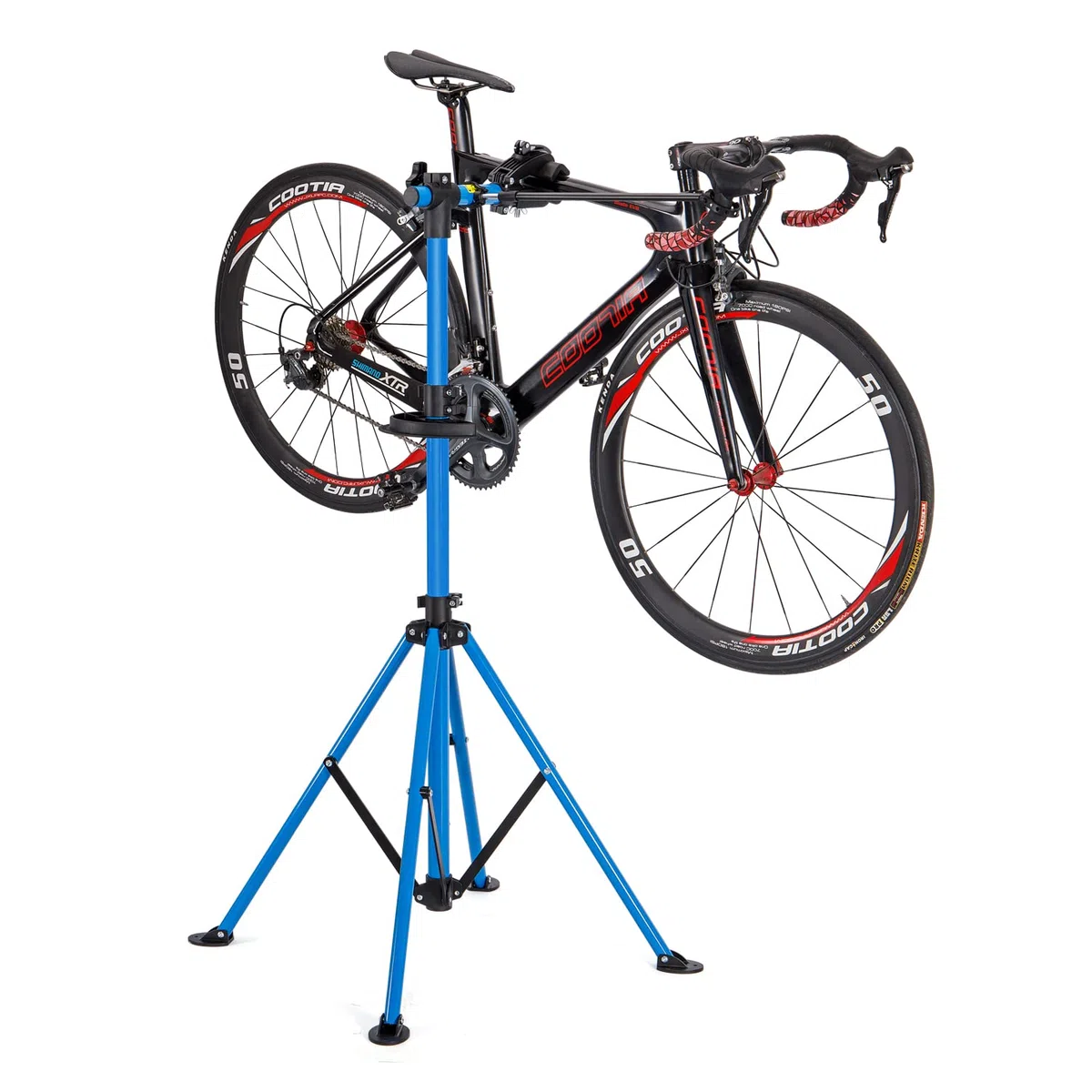 CXWXC Cavalletto di montaggio per bicicletta, professionale, con vassoio porta attrezzi e scomparto magnetico, girevole e pieghevole, carico massimo 30 kg