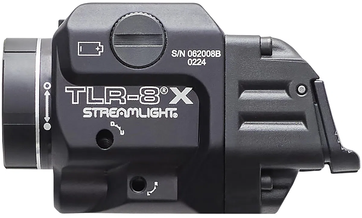 Streamlight 69414 TLR-8 x 500 lumen arma tattica con laser rosso integrato per pistole selezionate, incluse opzioni di interruttore posteriore, kit di montaggio e chiave, nero