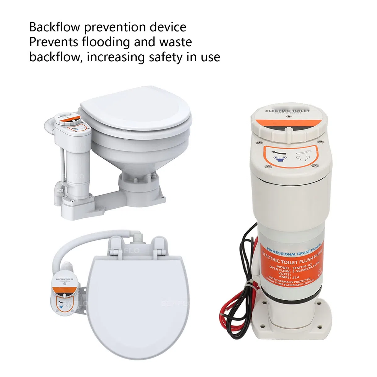WC Marino Elettrico, Kit di Conversione WC Marino Controllo della Rotazione Scarichi Multipli Autoadescante Antiriflusso Ad Alta Efficienza per Yacht (Portata massima 24 V 10 A: