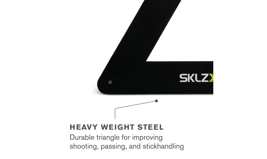 SKLZ Triangolo di Passaggio per Hockey,Struttura in Acciaio Pesante,Migliora Tiri e Passaggi,56 cm per Lato,Adatto per Allenamenti su Ghiaccio,Cemento,Piastrelle,e Pannelli di Tiro - Nero