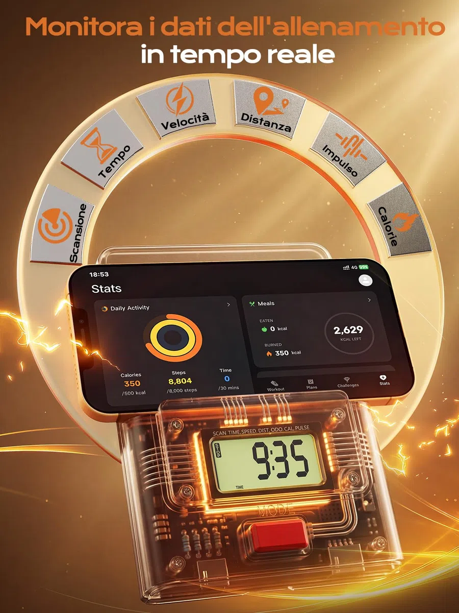 Dskeuzeew Cyclette da Casa con App, cyclette da camera con Resistenza Magnetica 0-100%, Basso Rumore, Supporto per Tablet e Rilevamento della Frequenza Cardiaca, Supporta fino a 160 kg