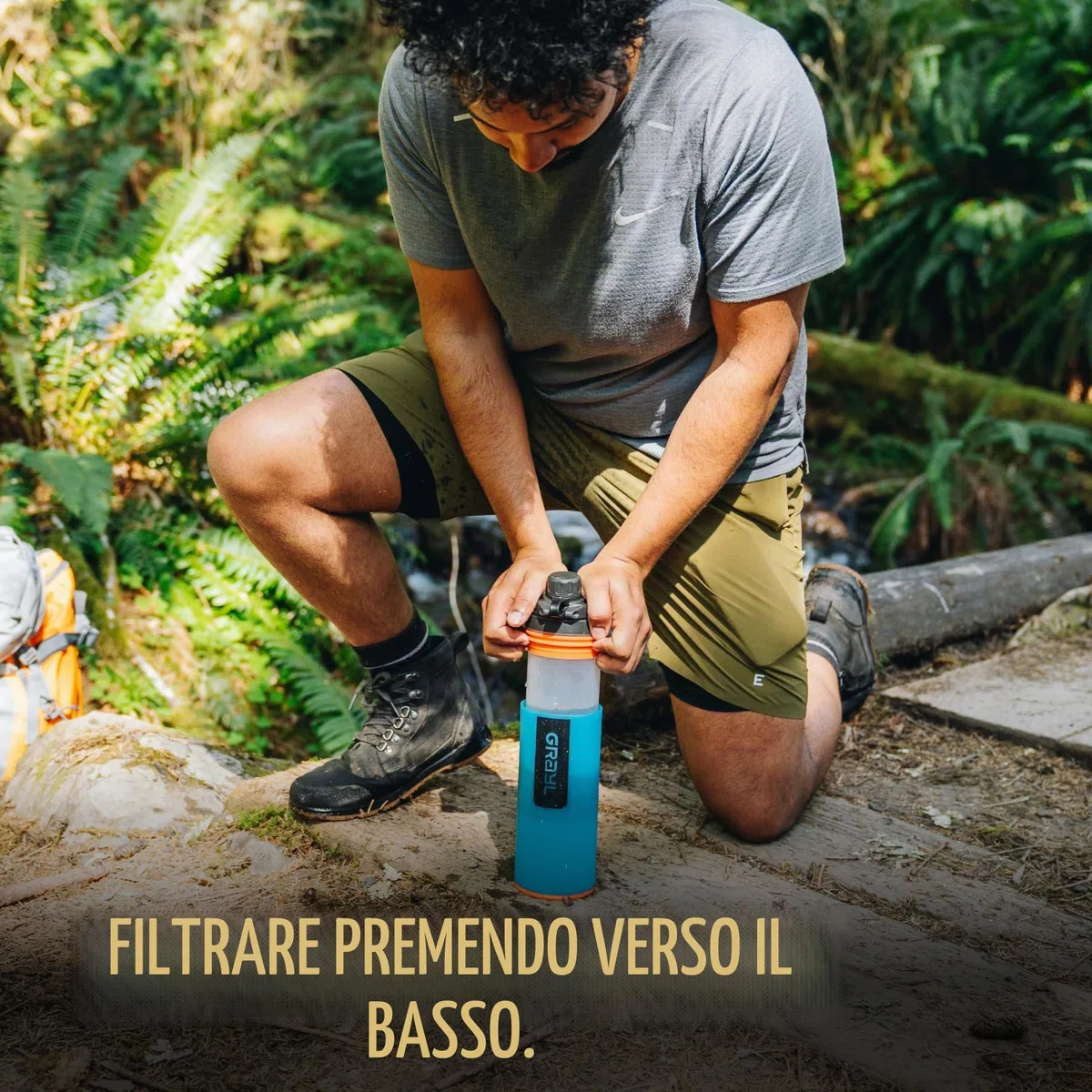 GRAYL GeoPress 710 ml, filtro acqua potabile, elimina il 99,99% di batteri e virus, perfetto per campeggio, sopravvivenza e viaggi (Bali Blue)