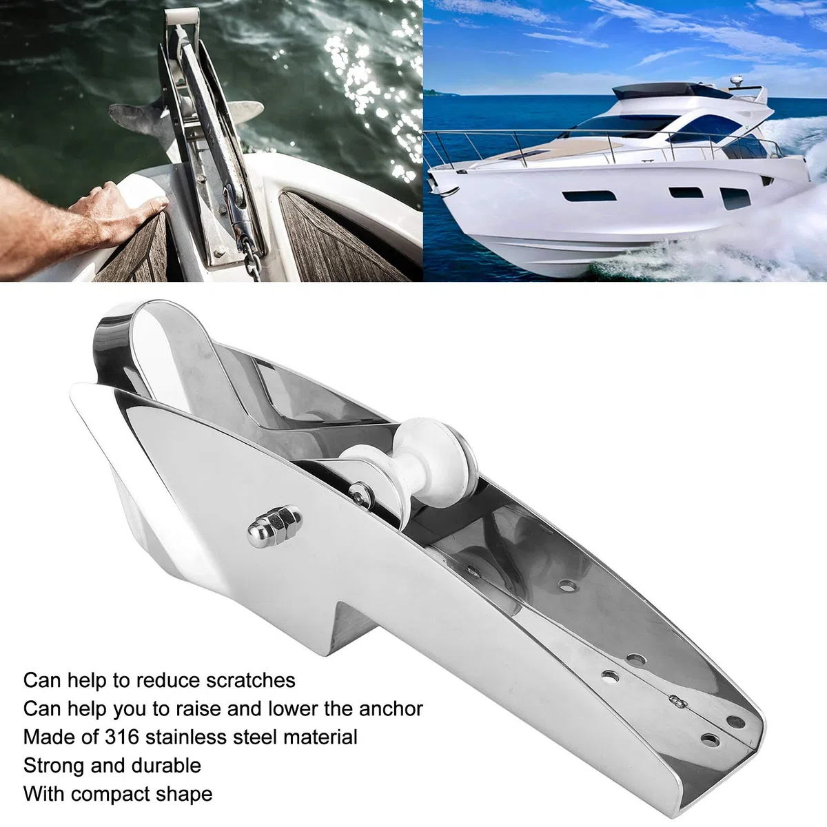 Rullo Di Ancoraggio Di Prua, Supporto Per Ancora Musone di prua per barche Acciaio inossibile 316 7,5-15 kg (420 mm/16,5 pollici) Musone Di Prua per accessori nautici