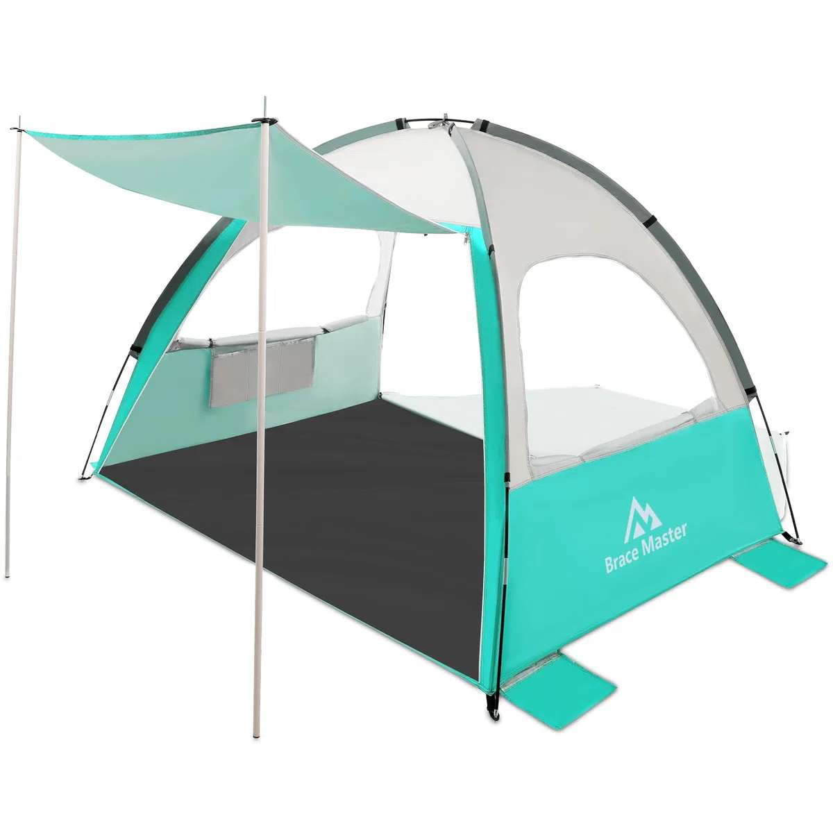 Brace Master Tenda da Spiaggia con Tendalino, Tenda Portatile UPF 50+, Adatta per 2-3 Persone, Facile Installazione, Adatta per Spiaggia, Campeggio, Pesca, Verde