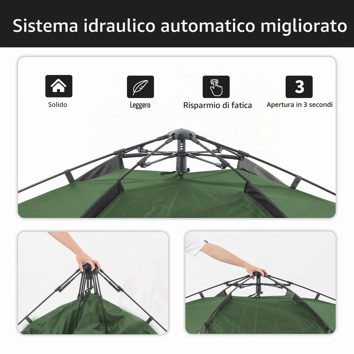 Naturehike Tenda Pop Up Tenda da Campeggio Automatica 3/4 Persone Tenda a Cupola a Due Piani Tenda Familiare Grande con Borsa per il Trasporto