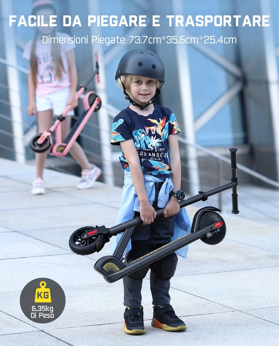 FanttikRide C9 Monopattino Elettrico per Bambini 120-160 cm, 10/16 km/h, Autonomia di 8 km, Schermo LED, Altezza Regolabile, Pieghevole, Ruote in Gomma, Leggero, per Bambini fino a 60 kg