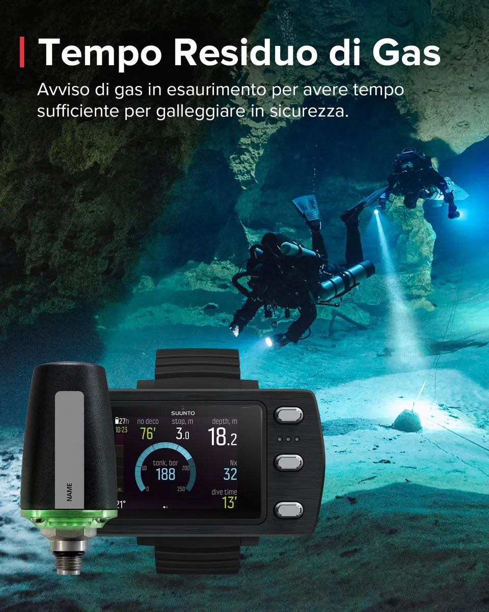 SUUNTO Dive Tank Pod, Trasmettitore Wireless dei Dati di Pressione della Bombola per SUUNTO D5, EON Steel, EON Steel Black ed EON Core, Lettura al Polso delle Informazioni Essenziali Sull'immersione