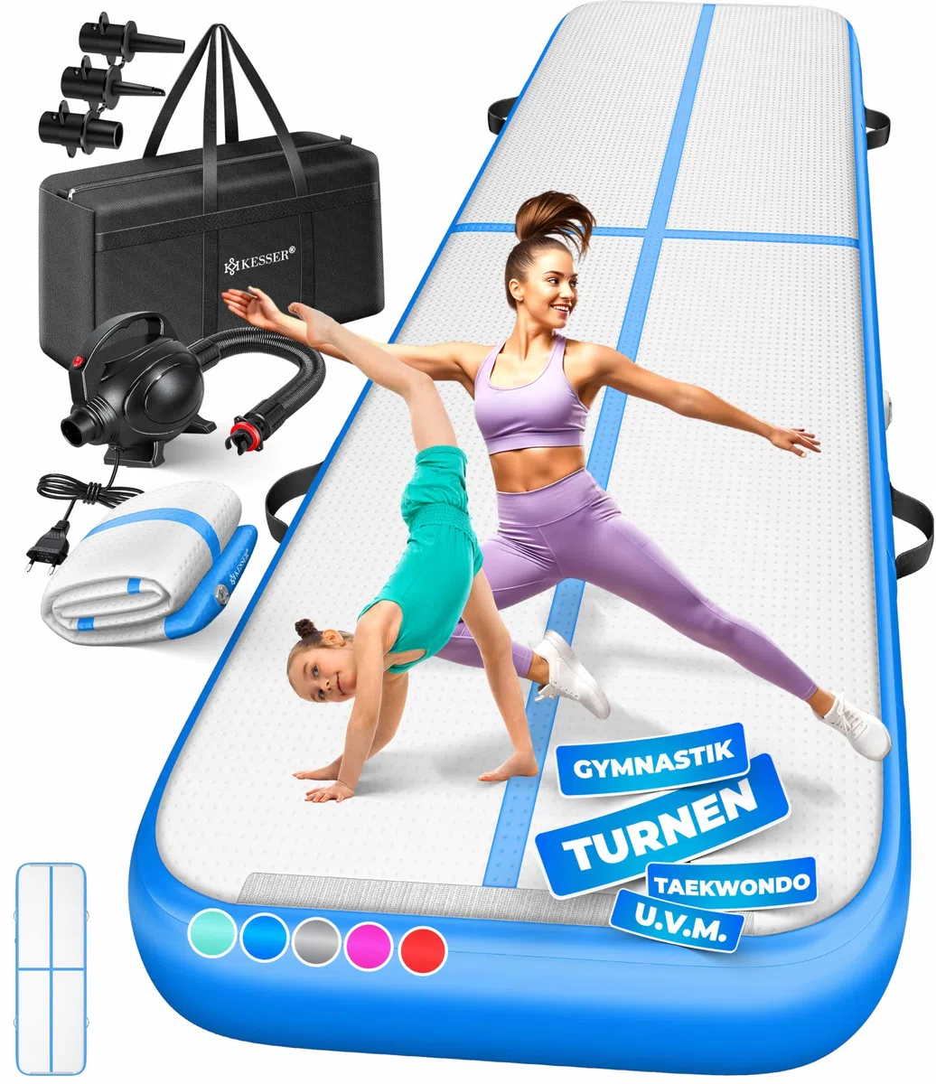 KESSER® Tappeto da palestra, con Borsa di Trasporto e Pompa ad Aria Elettrica, Yoga, Fitness, Tumbling, Ginnastica, Tappeto da allenamento, Gonfiabile