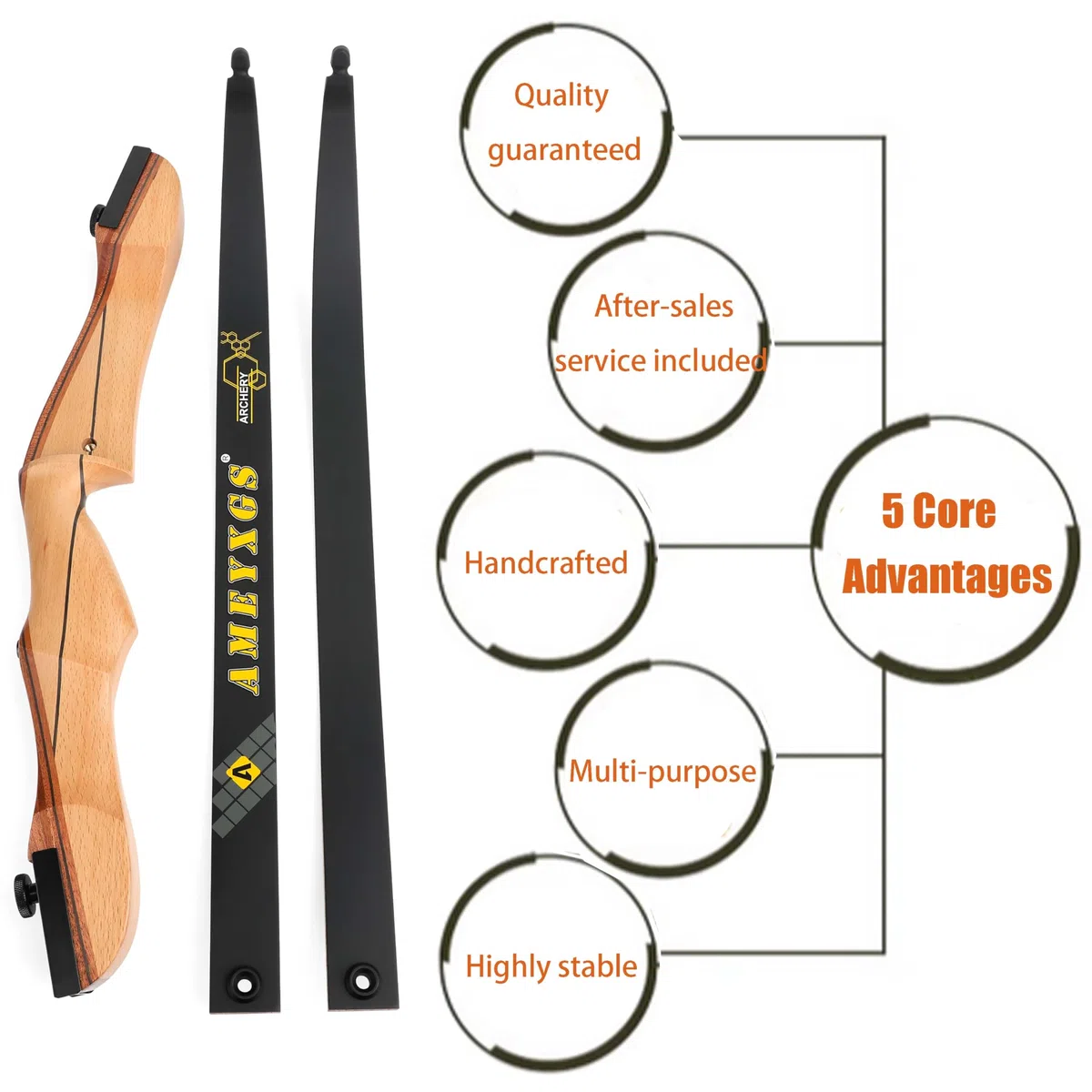 Tiro con l'arco Set arco e frecce da caccia Kit arco ricurvo in legno da 66-68-70 pollici Arco da competizione smontabile da 14-40 libbre Arco lungo per tiro al bersaglio