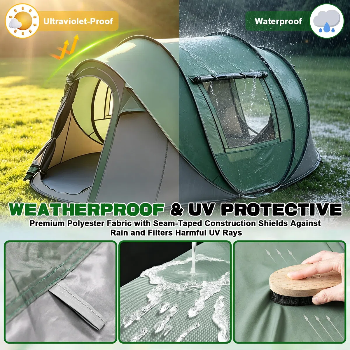 Tenda da Campeggio Pop-up per 4-5 Persone, Tenda Automatica in 3 Secondi, Impermeabile, Protezione Solare, Tenda Familiare a Cupola Portatile Leggera per Campeggio All'aperto
