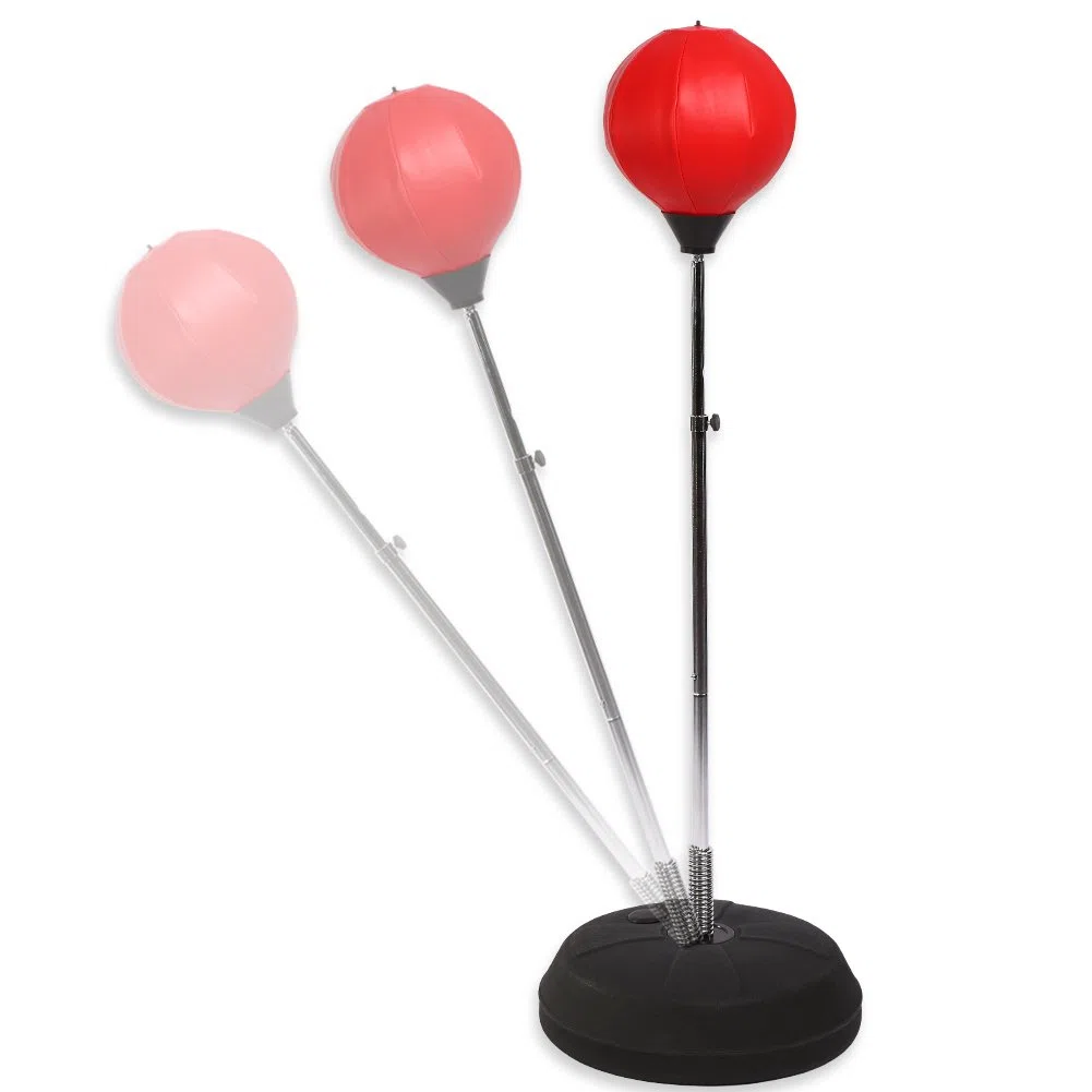 Wakects Set Boxe Bambini con Punching Ball e guantoni, Base da Riempire con Acqua o Sabbia, con Guanti da Boxe, Regolabile in Altezza da 125 a 140 cm, per Adulti e Adolescenti