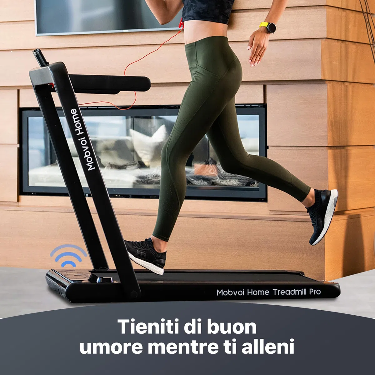 Mobvoi Home Tapis Roulant AI Intelligente 3 in 1 per casa e ufficio Supporto per Tapis Roulant per Tazza Telefono Laptop Ampia Area di Corsa Display a LED TicSports Zwift Kinomap APP 12km/h 120kg