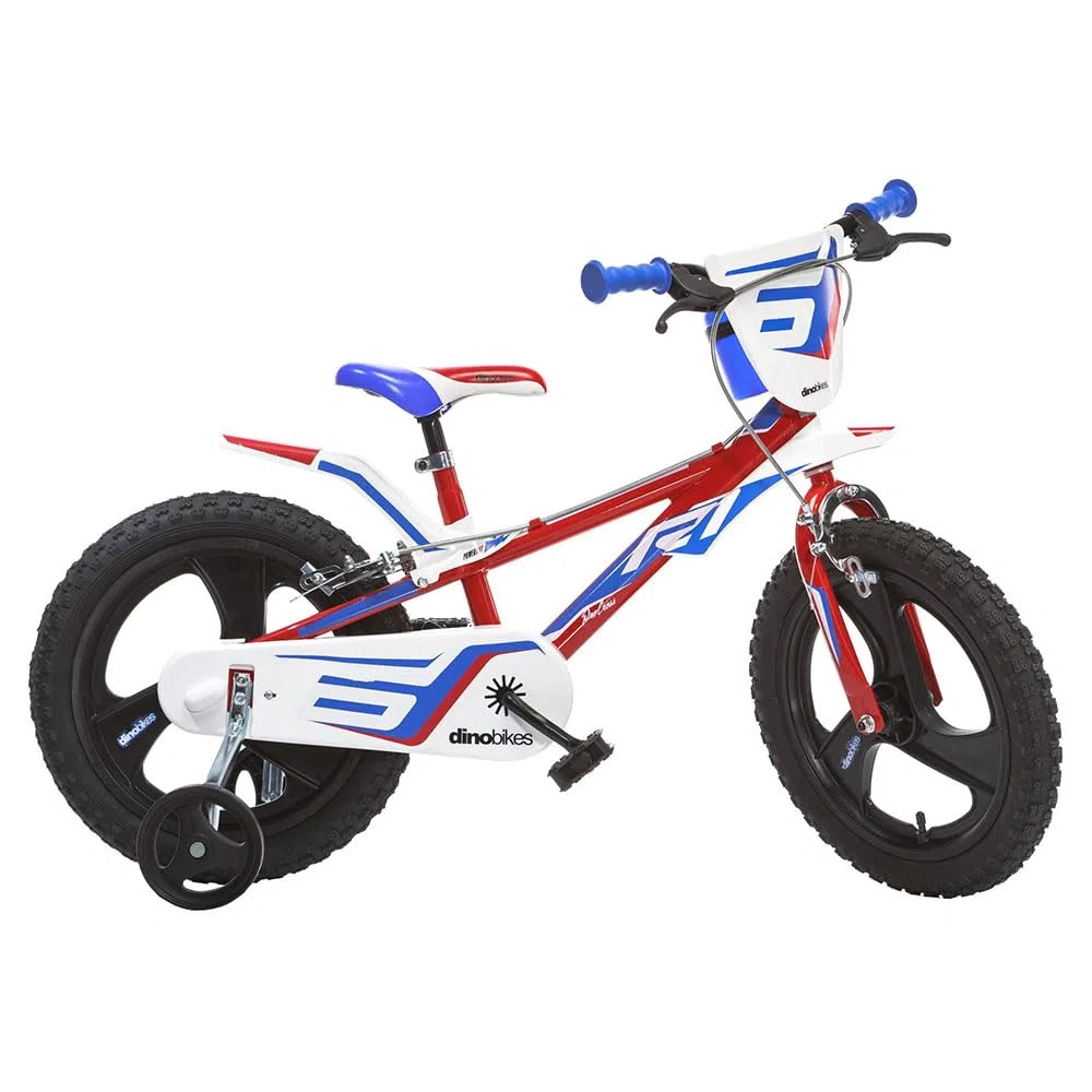 Bici Bicicletta Bambino 16 Pollici 2 Freni al Manubrio Rosso Bianco Blu