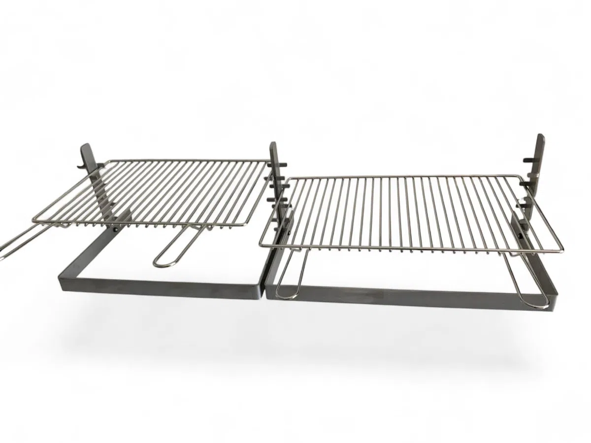 Griglia per Barbecue e Camino in Acciaio Cromato, Regolabile in Altezza, Struttura in Ferro, per Carne Pesce e Verdure (80x35 cm)