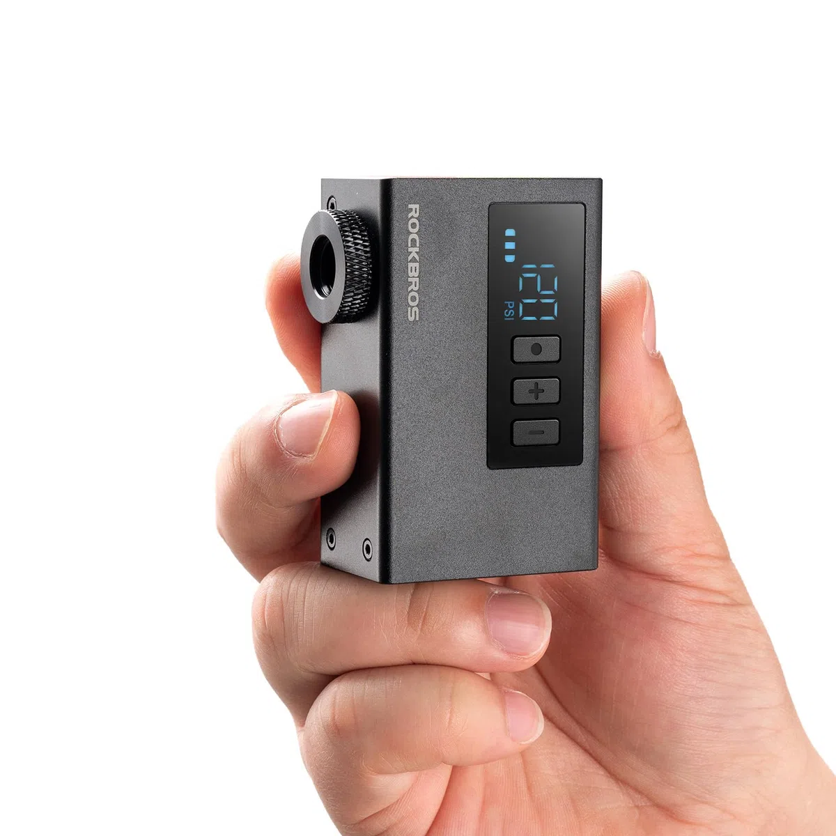 ROCKBROS Mini Pompa per Bicicletta Elettrica Portatile 120PSI, Pompa Bici con Valvole Presta e Schrader, USB Ricaricabile 420 mAh, Pompetta con Display Ideale per E-Bike, MTB, Bici da Corsa e Palloni