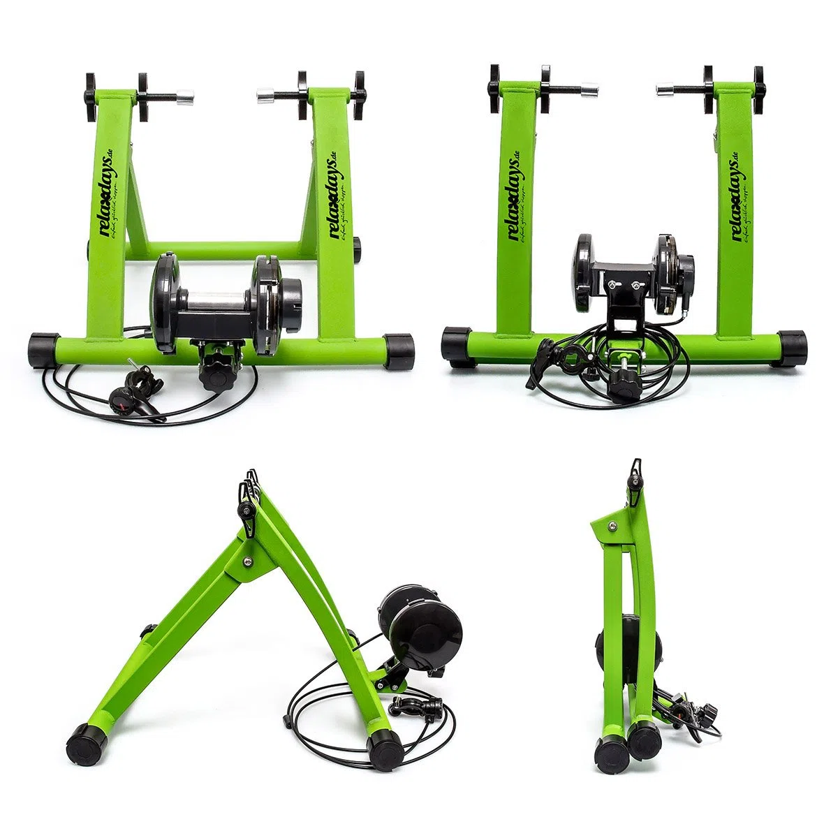 Relaxdays Rullo per Bicicletta - Relaxdays Trainer Pieghevole Bicicletta 6 velocità, Cerchi da 26-28, Blu e Verde Unisex Adulto
