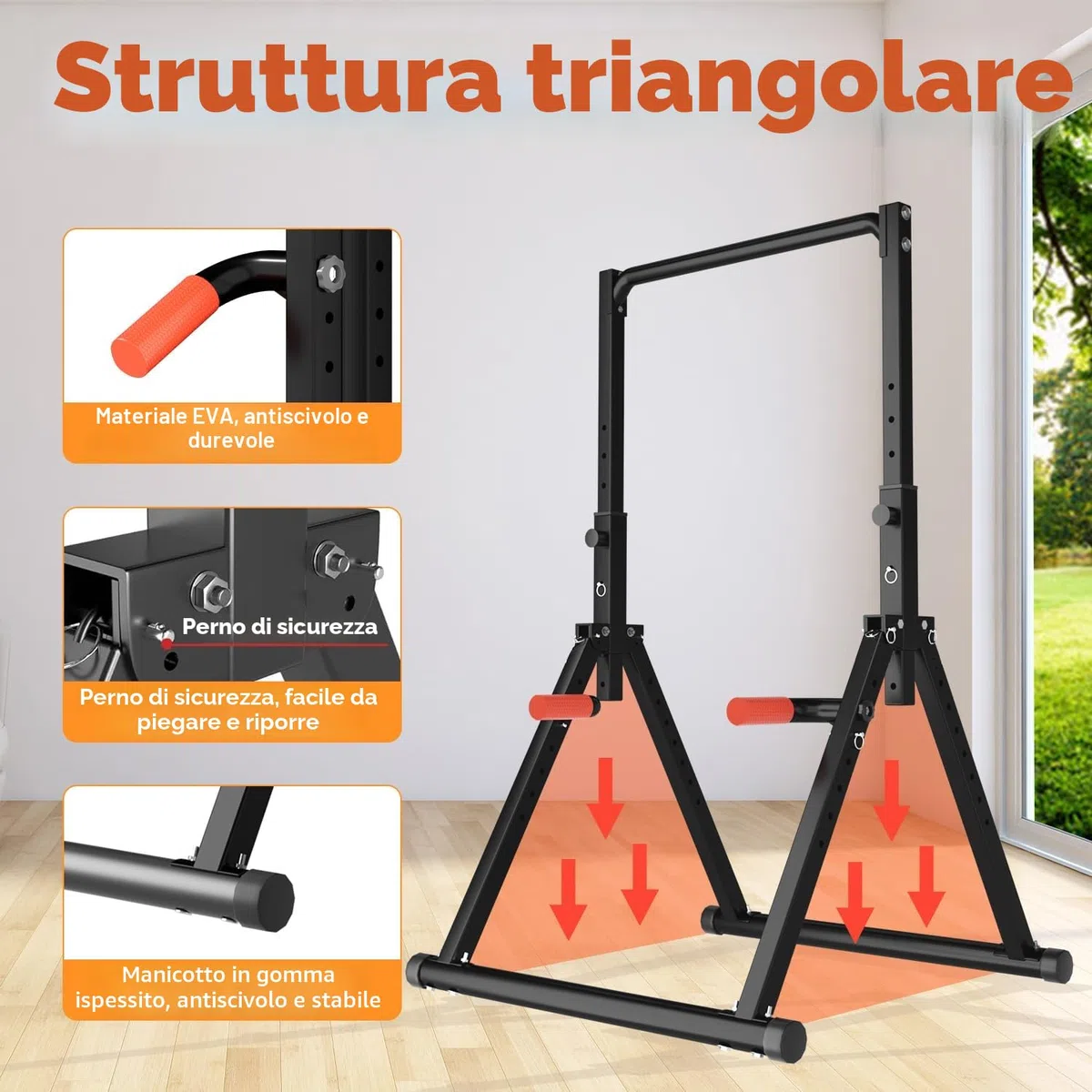WATBKHE Power Tower Dip Station, Barra Trazioni Autoportante Barra Pieghevole per Trazioni Domestiche, multifunzione Pull Up Station Fitness Tower Attrezzo per l'allenamento della forza
