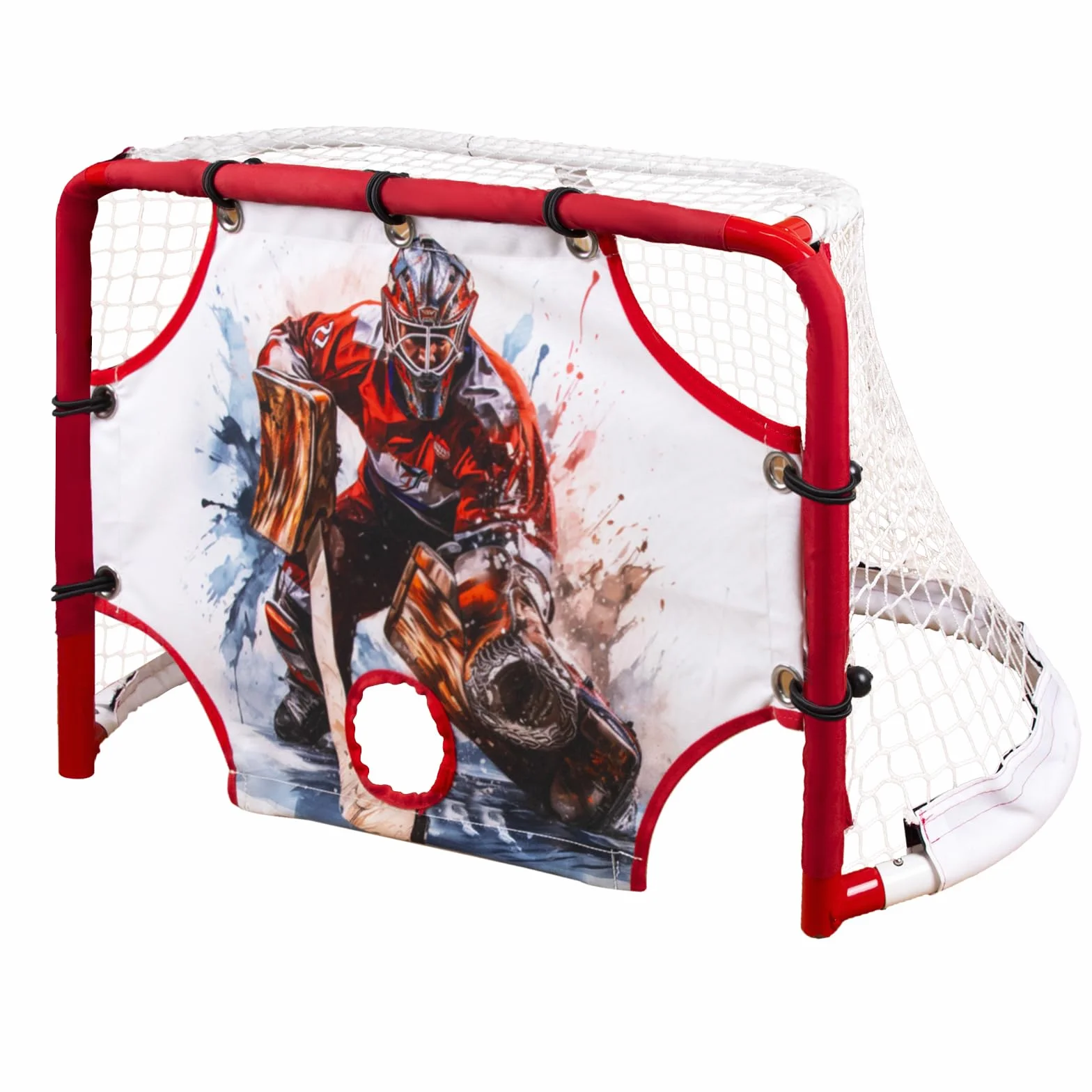 Kasifei Mini rete da hockey in acciaio con tutor tiratore, 76,2 x 50,8 cm, resistente porta da hockey per bambini