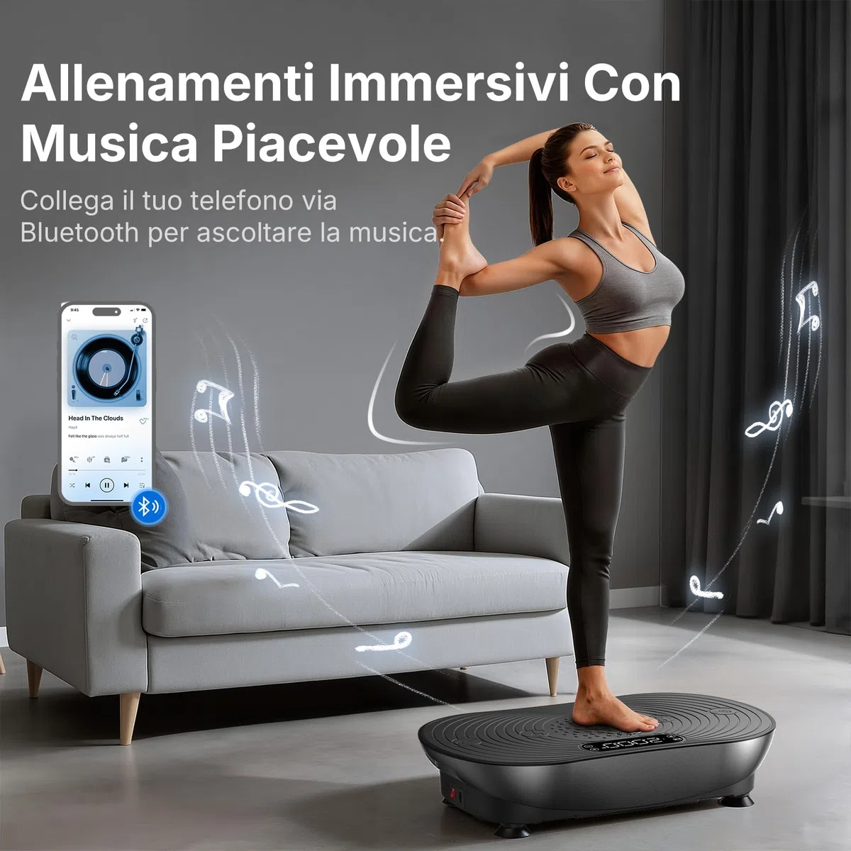 MERACH Pedana Vibrante Per Allenamento E Modellamento, Con 99 Livelli Di Velocità, Altoparlante Bluetooth Integrato, Touchscreen Led, Corde Elastiche