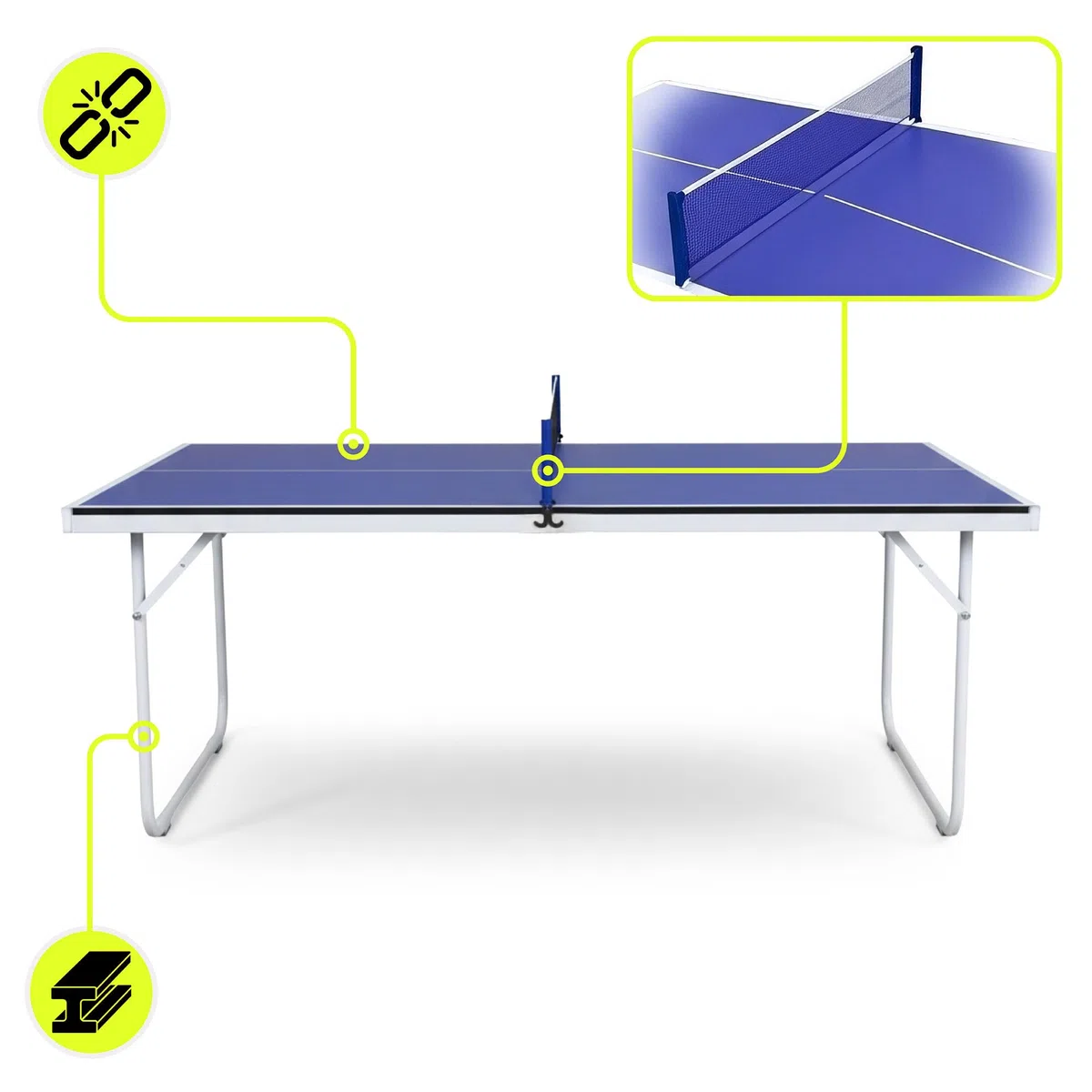HyperMotion Tavolo da ping pong pieghevole ping pong per bambini e adulti, modello compatto per la casa con rete, racchette e palline