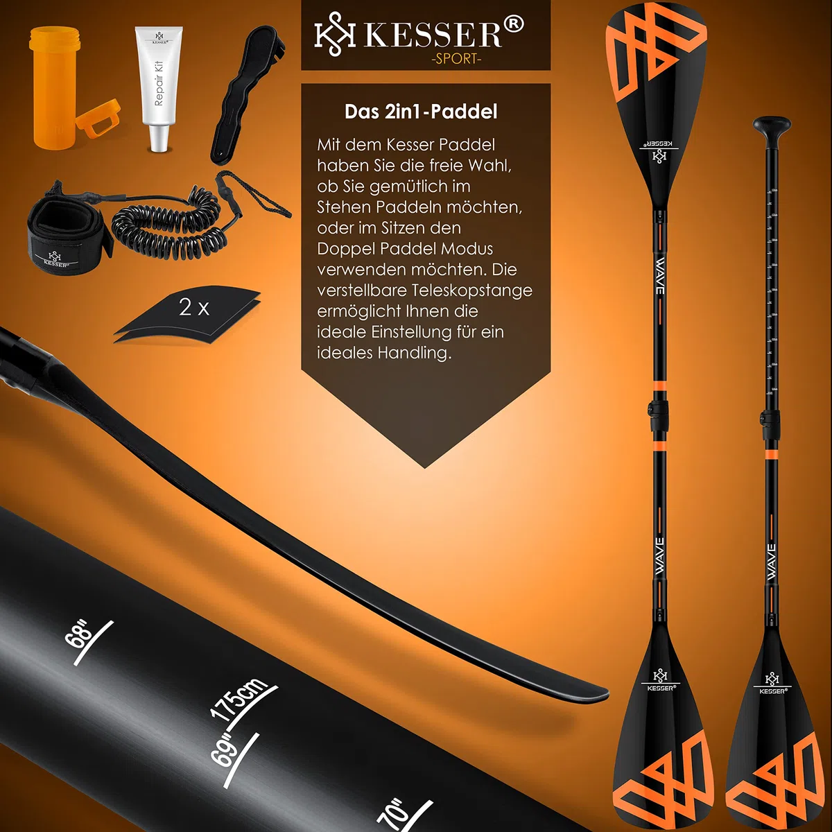 KESSER® Set de Tabla de SUP inflable PRO GTX con Bolsa de transporte de Alta presión Premium Stand Up Paddle Board | 350 x 78 x 15 cm 11,06" Soporte de cámara | Tabla de Surf de 6 pulgadas de groso