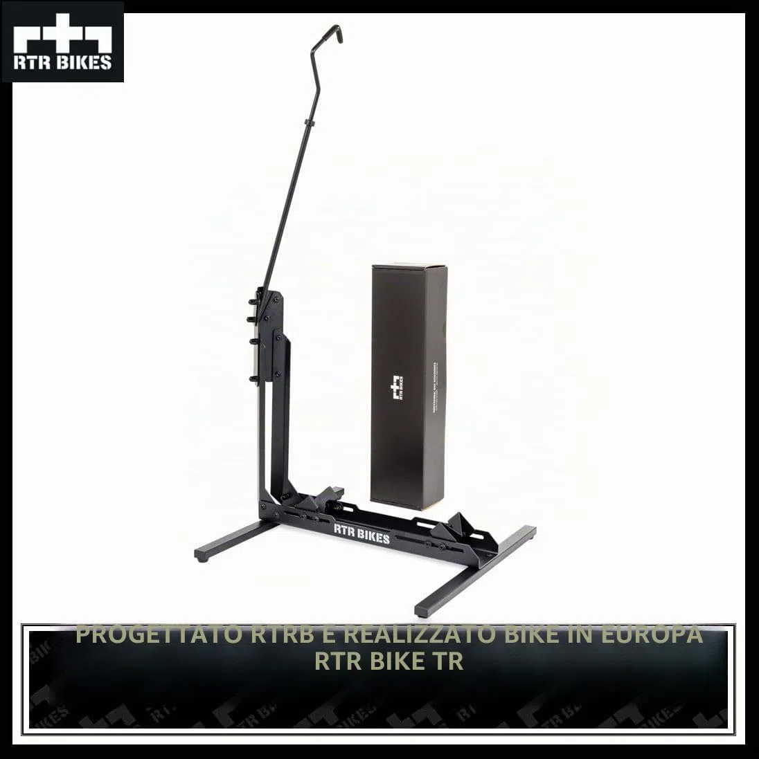 RTR BIKES Brutus Up Cavalletto Bici Verticale e Orizzontale – Supporto Pavimento Salvaspazio per E-Bike e MTB fino a 30kg – Ruote 24-29" e Gomme 3,5" – Made in EU