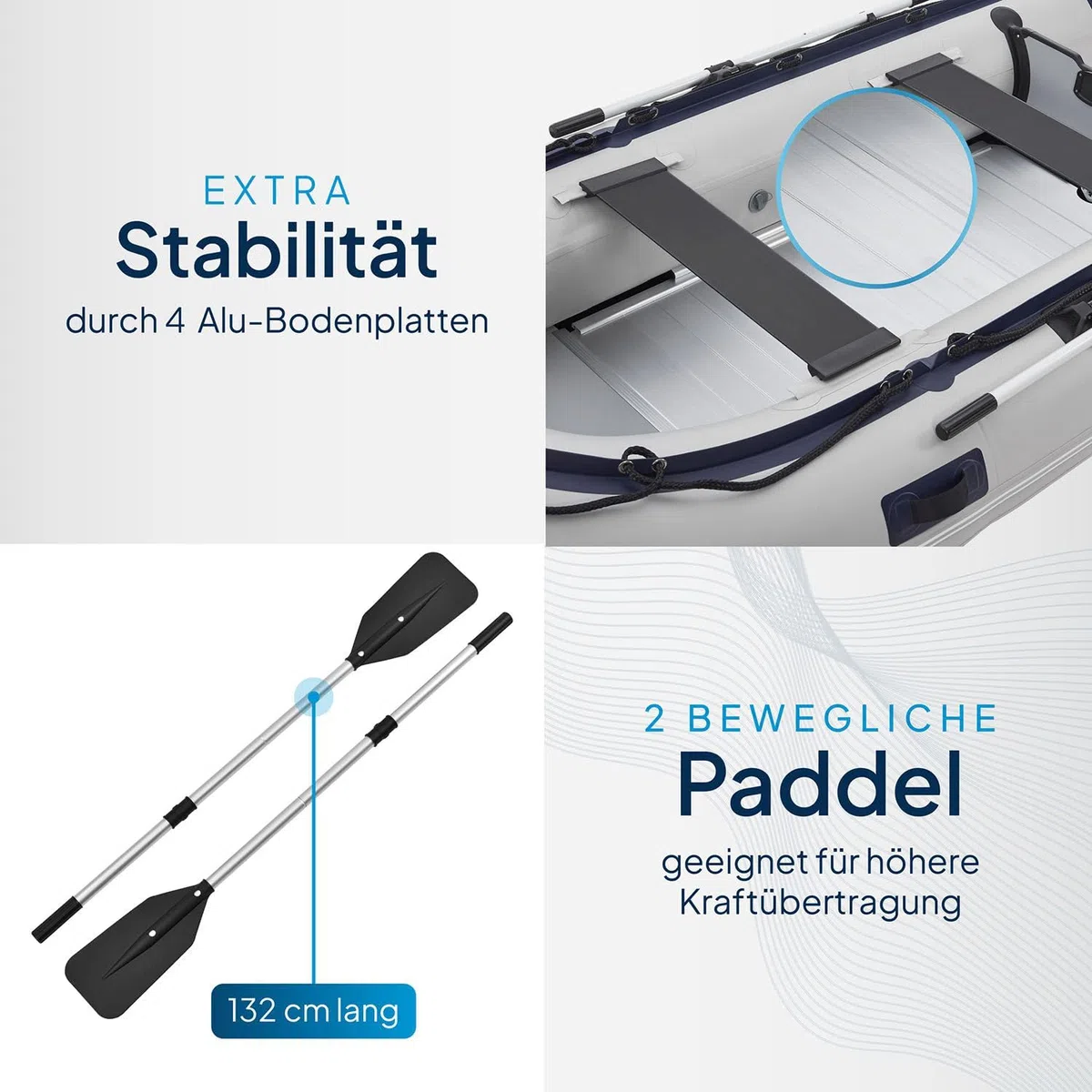 ArtSport Gommone 3,20 m per 4 Persone con 2 panche e Fondo in Alluminio - Barca a Remi con Remi, Pompa, Borsa e Kit di Riparazione - Barca da Pesca Gonfiabile