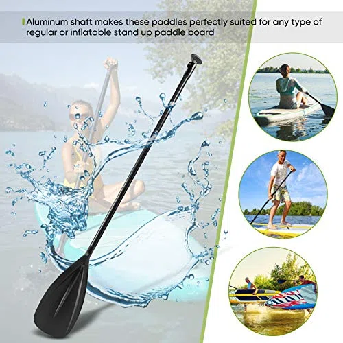 GOTOTOP Pagaia in Alluminio Regolabile 163-215 cm, Removibile 2 Parti per Stand Up Paddle, Kayak, Surfboard e Canoa