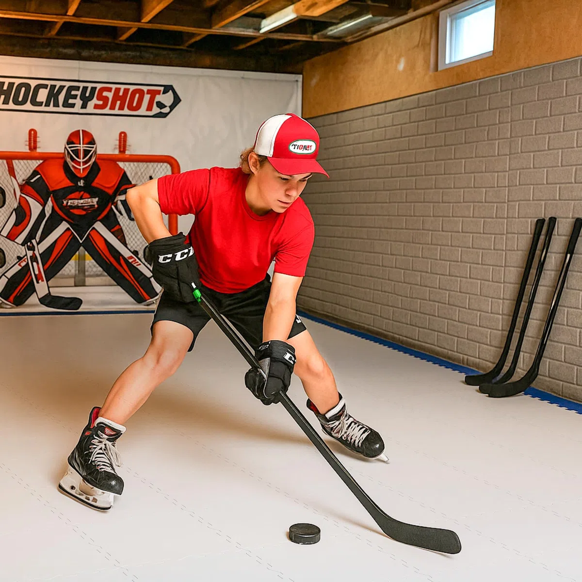 COSTWAY Piastrelle per Pavimenti da Hockey per Allenamento, Pista di Pattinaggio Artificiale Estensibile, Tavola di Ghiaccio Artificiale per Esterni, Facile Installazione, Confezione da 10