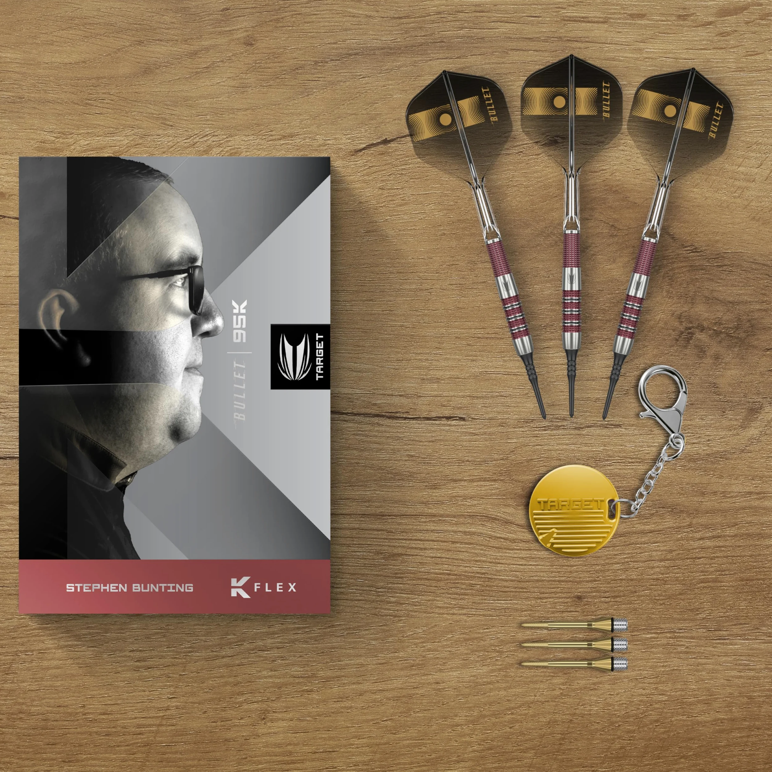 Target Darts Stephen Bunting 95K Set di Freccette a Punta Morbida, 19G | Alette e aste Kflex, The Bullet Player Edition Freccette al 95% di Tungsteno, Punta in Acciaio Nano Swiss Conversion Points