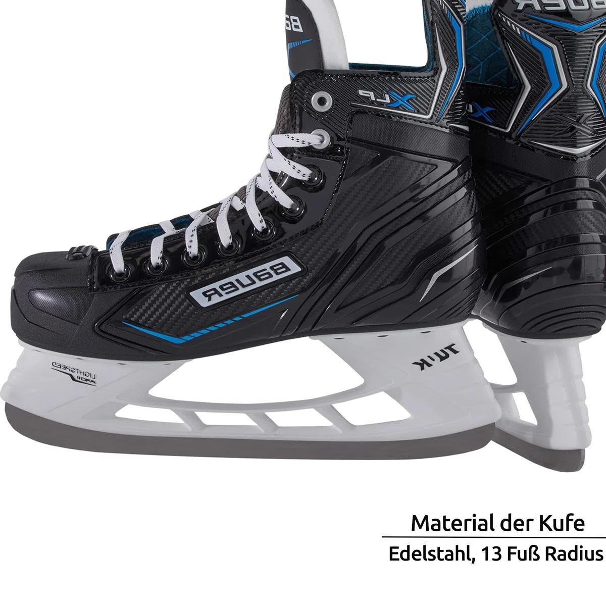 BAUER S21 X-Lp Skate - SR Scarpa da Hockey su Ghiaccio Schwarz/Weiss/Blau/Silber 12