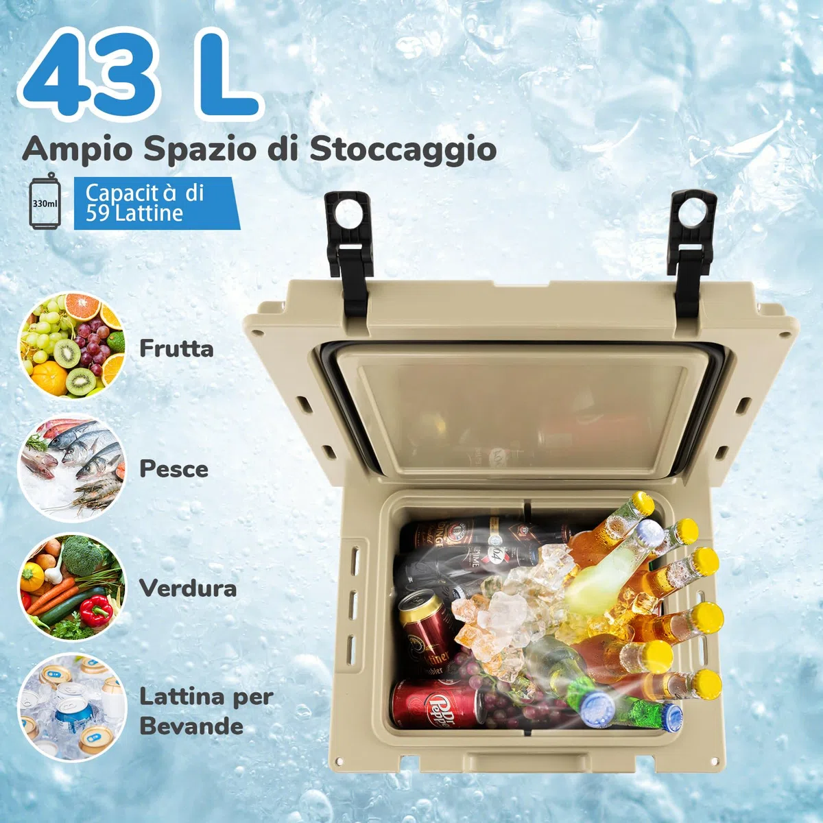 COSTWAY Borsa Frigo Portatile da 43 L, Ghiacciaia Portatile con Ruote, Maniglia in Alluminio, Apribottiglie, Frigo Portatile per Campeggio, Pesca, Viaggi, Spiaggia
