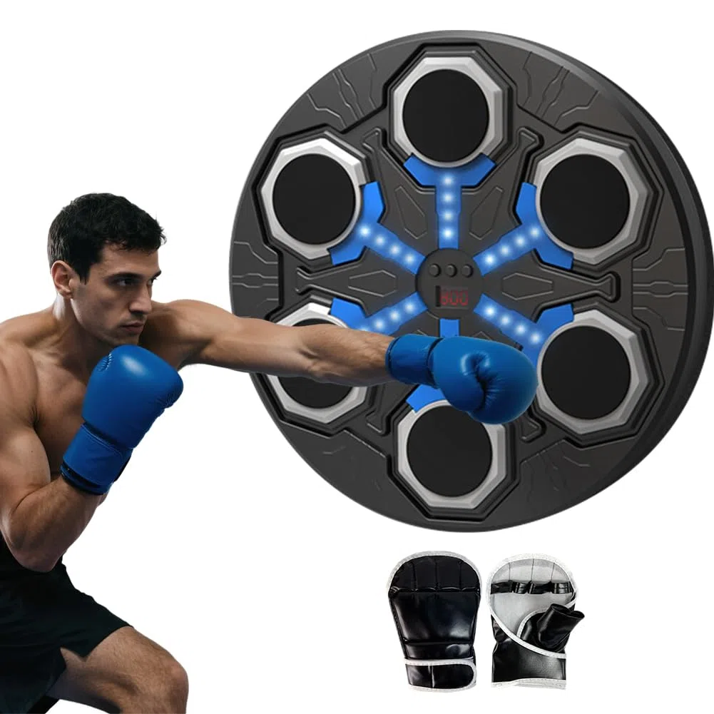 Music Boxing Machine, LED Bluetooth intelligente Music Box Macchina con funzione di conteggio, USB ricaricabile Smart Boxe con 15 modalità di velocità, macchina da boxe montata a parete per adulti