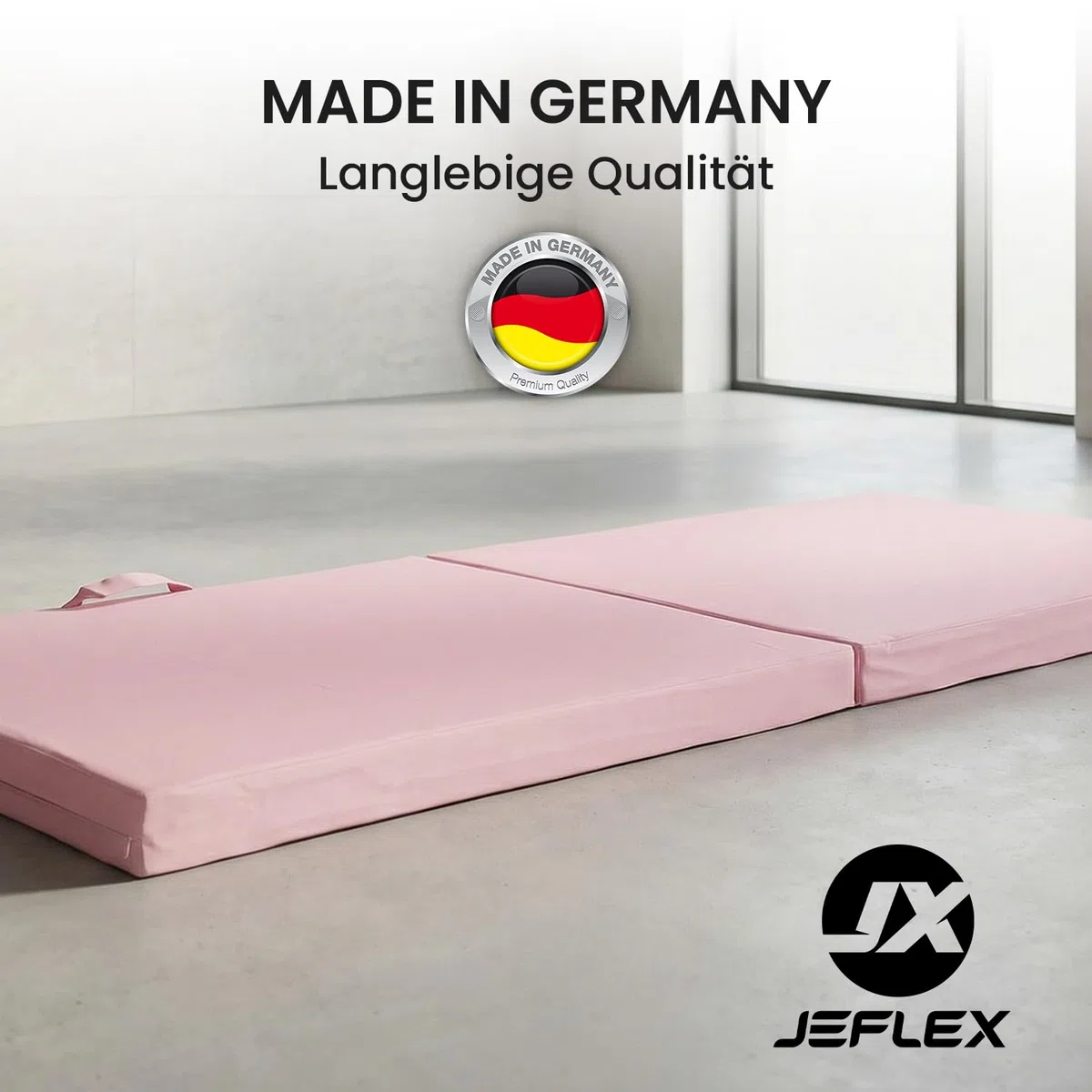 Jeflex – Tappetino pieghevole per pavimenti morbidi e tappetino da ginnastica pieghevole 1 volta, 200 x 70 x 8 cm, prodotto in Germania/tappetino da ginnastica portatile/salvaspazio e tappetino da
