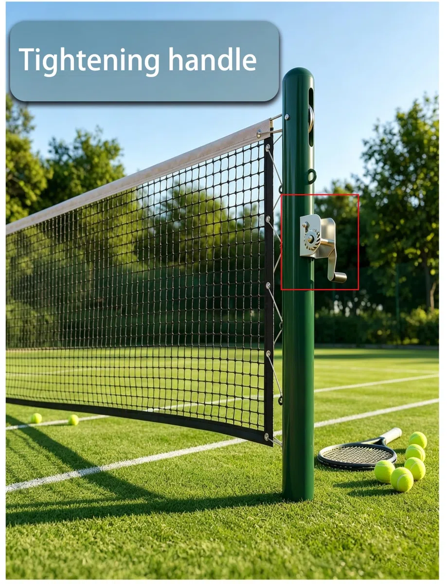 Rete da tennis permanente da 106,7 cm, pali da tennis in acciaio con maniche a terra, kit per pali fissi per cortile e campi scolastici