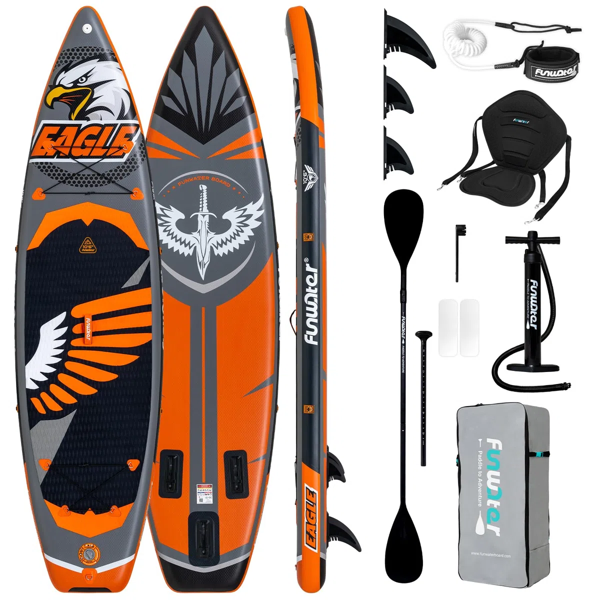FunWater SUP Gonfiabile Stand Up Paddle Board Tavole da SUP Gonfiabili Adulti Tavola da Surf con Accessori Pompa a Mano,Pagaia,3 Pinne