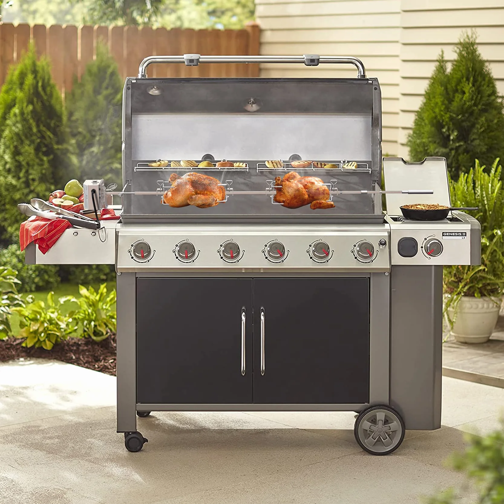 Onlyfire in acciaio inox Grill Girarrosto kit adatto per Weber 7653 uso con Weber Genesis II 400& 600 serie e Genesi II LX 4 & 6 bruciatori griglie