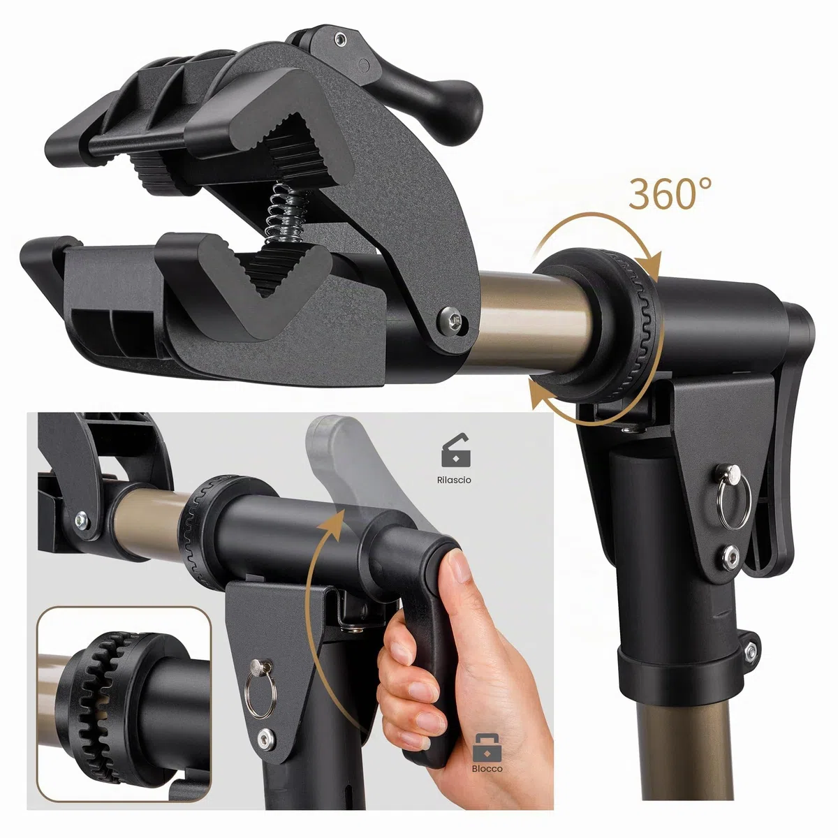 CXWXC Supporto per Manutenzione Bici, Cavalletto per Riparazione e-Bike fino a 36kg, Regolabile in Altezza, Pieghevole e Girevole a 360° per MTB, Bici da Corsa, e-Bike