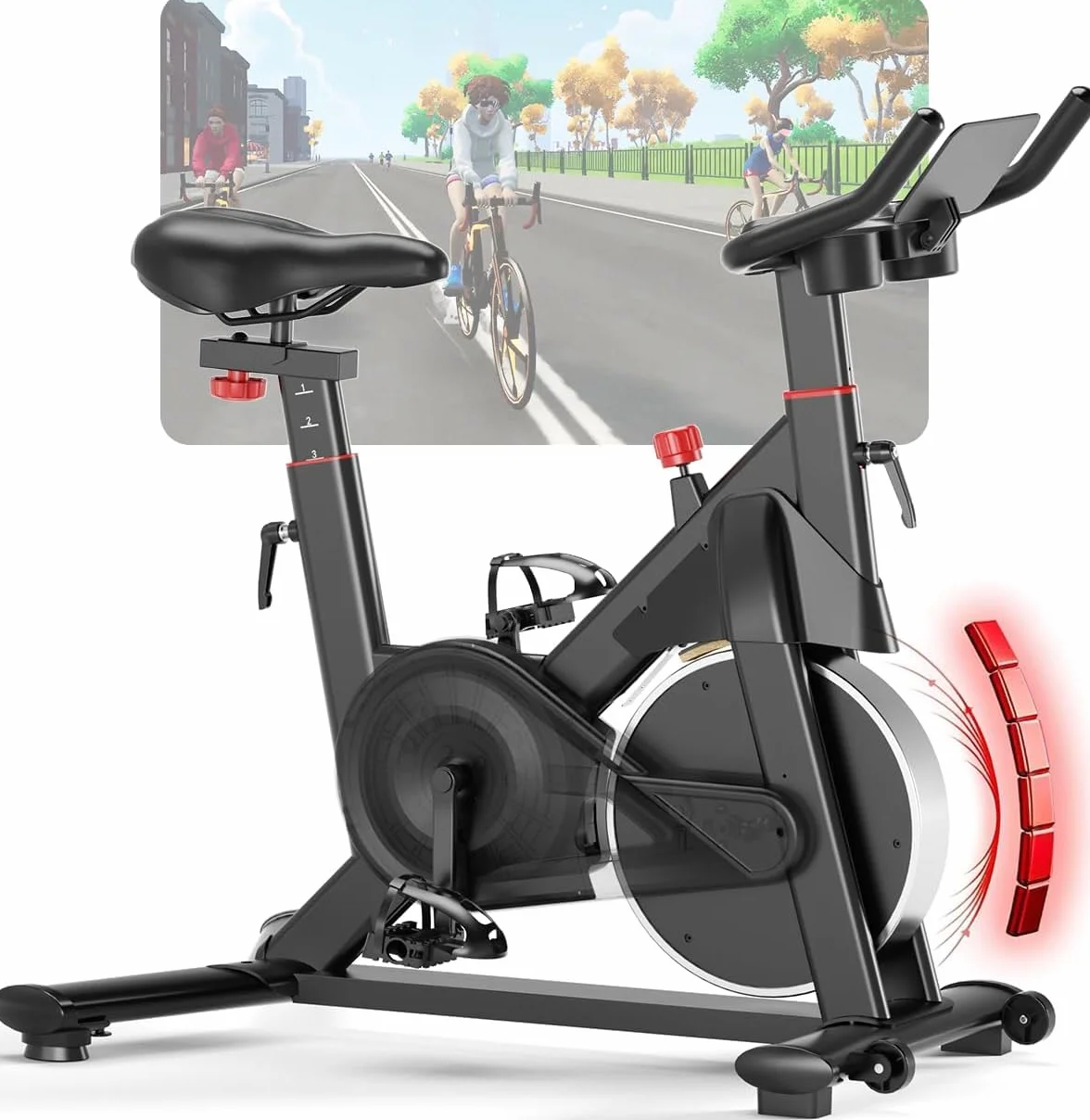 Superun Cyclette da Casa Magnetica a 32 Livelli, Cyclette per Casa Controllo APP, Cycletta Spinning Ultra Silenziosa, Spin Bike Sedili Comodi e Traspiranti, Aerobico Domestico, Supporto fino a 136KG