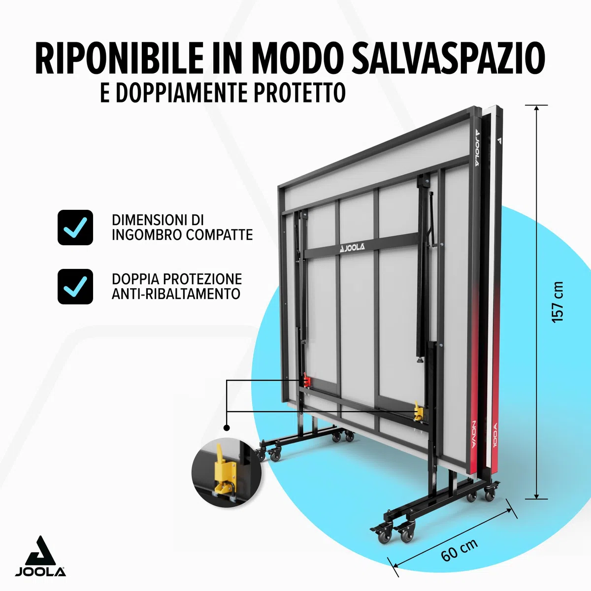 JOOLA tavolo da ping pong NOVA-resistente alle intemperie,pieghevole,regolabile in altezza con rete da ping pong