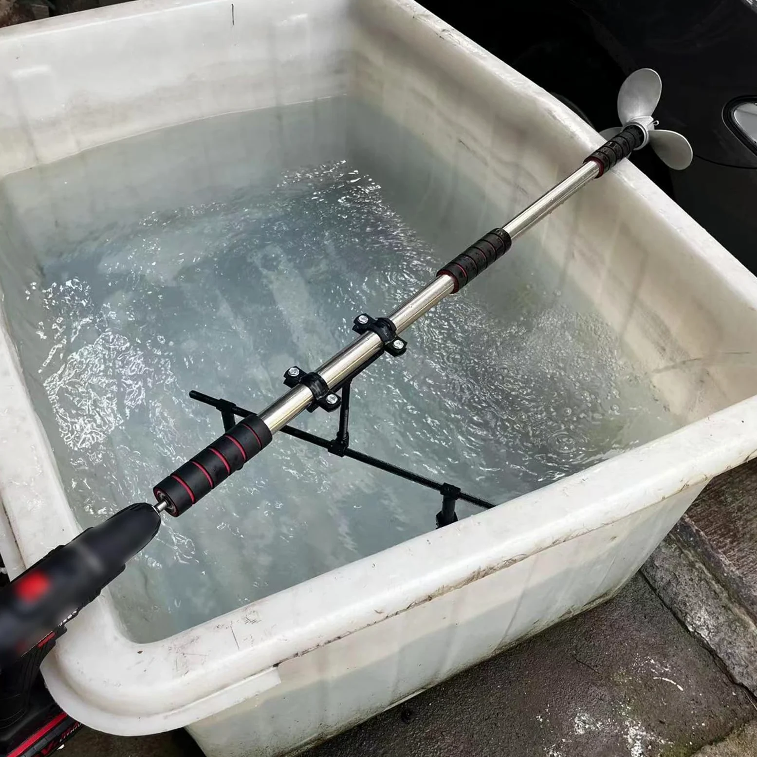 Motore Fuoribordo Motore Elettrico per Canoa/Kayak, Elica Subacquea Orientabile Alimentata da Trapano, Remo di Emergenza per Barca con Supporto, Motore di Bordo(Length 1m/3.3ft)