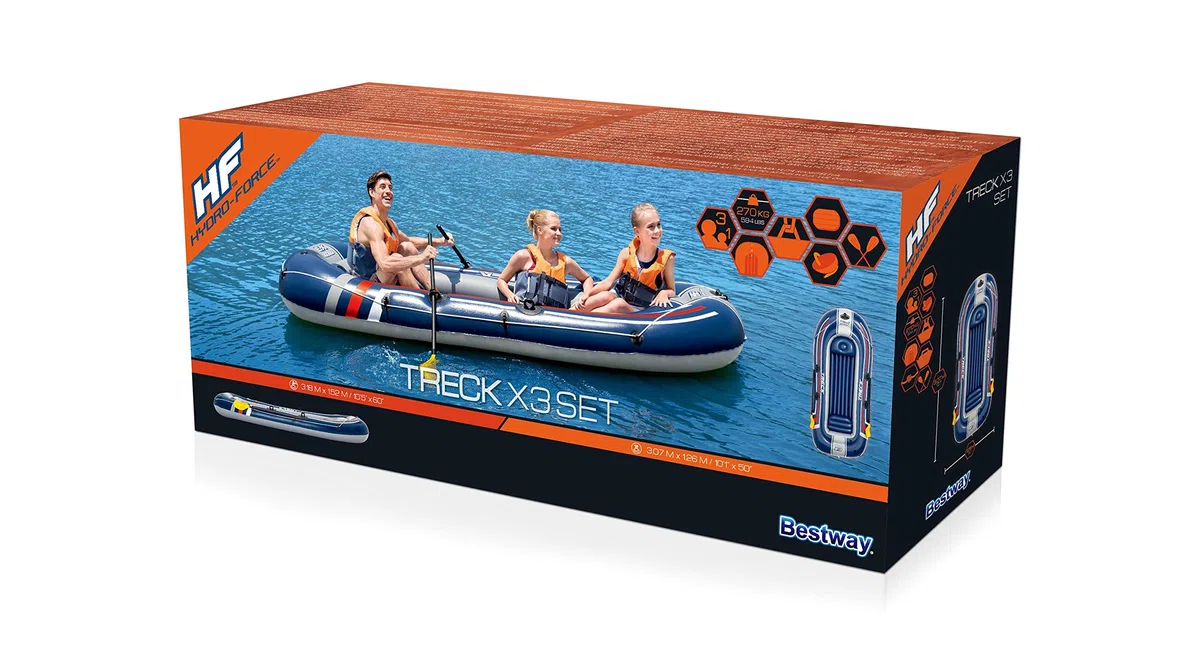 Bestway Hydro-Force - Set gonfiabile "Treck X 3" per 3 persone + 1 bambino 307 x 126 x 39 cm
