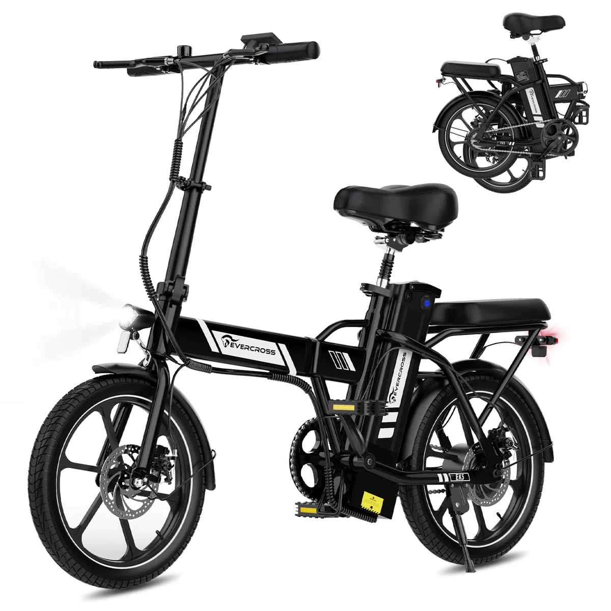 EVERCROSS Bicicletta Elettrica per Adulti, 250W Bici da Montagna,16"/20" Pneumatici Grassi E-Bike, Fino a 25KM/H, 36V/48V Batteria Rimovibile E-Bici,Sistema a Doppio Disco