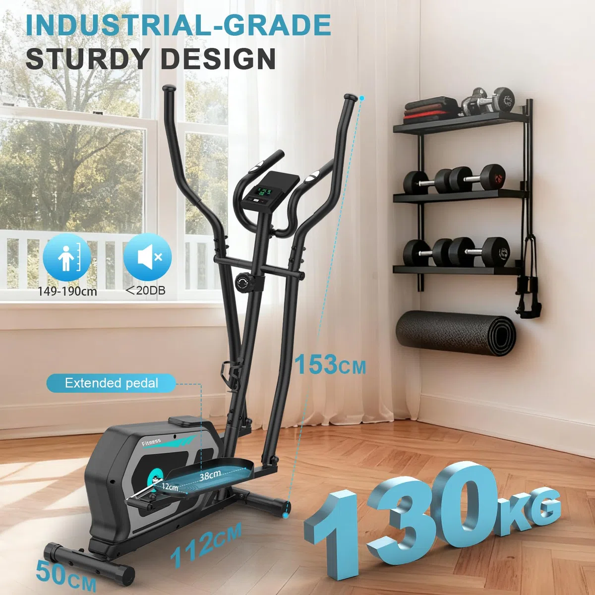 Ellittiche Da Casa con App, 3-in-1 Ellittica Ultra Silenziosa con 16 Livelli di Resistenza,volano da 6 kg, Monitor LCD, Pedale Antiscivolo, Portabottiglie, Cyclette Ellittica Fino a 287 LBS
