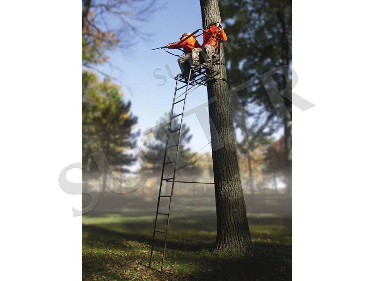 SUTTER Treestand & Posta 2 Persone trasportabile 5,0m / in Acciaio Robusto, Sedile e Schienale Imbottiti/Supporto per Scale