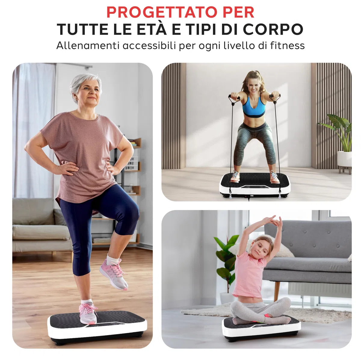 Hurtle Pedana Vibrante Dimagrante, Vibration Plate per Tonificazione e Brucia Grassi, Piastra Vibrante con Bande di Resistenza, Ruote, Telecomando e Velocità Regolabile, Allenamento Completo Casa