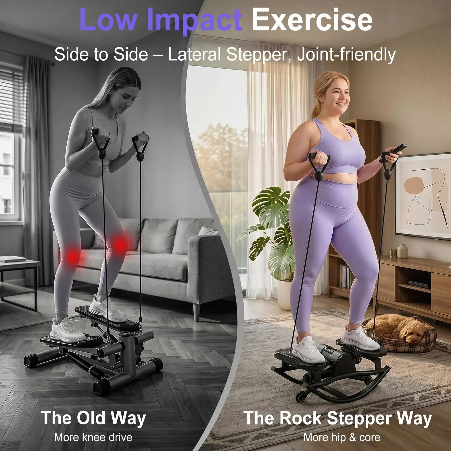 Upgraded Rock Stepper Fitness Casa, Movimento Laterale Mini Twist Stepper Silenzioso Delicato Sulle Articolazioni per Fianchi, Gambe, Glutei