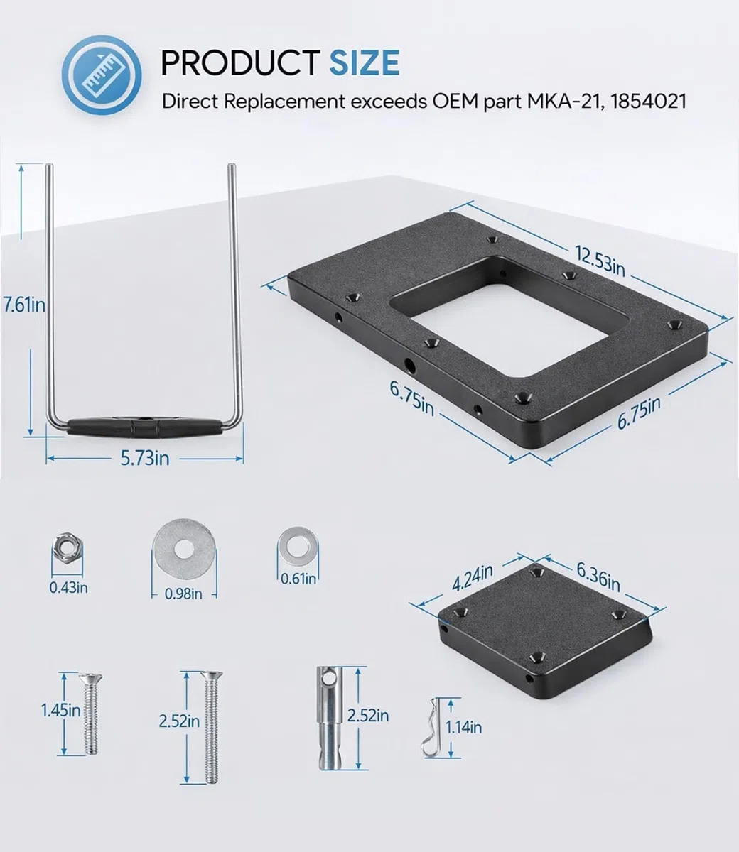 MKA-21 Supporto a sgancio rapido per motori a traina - Sostituzione perfetta per Minn Kota 1854021 - Compatibile con Ulterra, Terrova, PowerDrive, Deckhand 40 - Materiale composito antiruggine