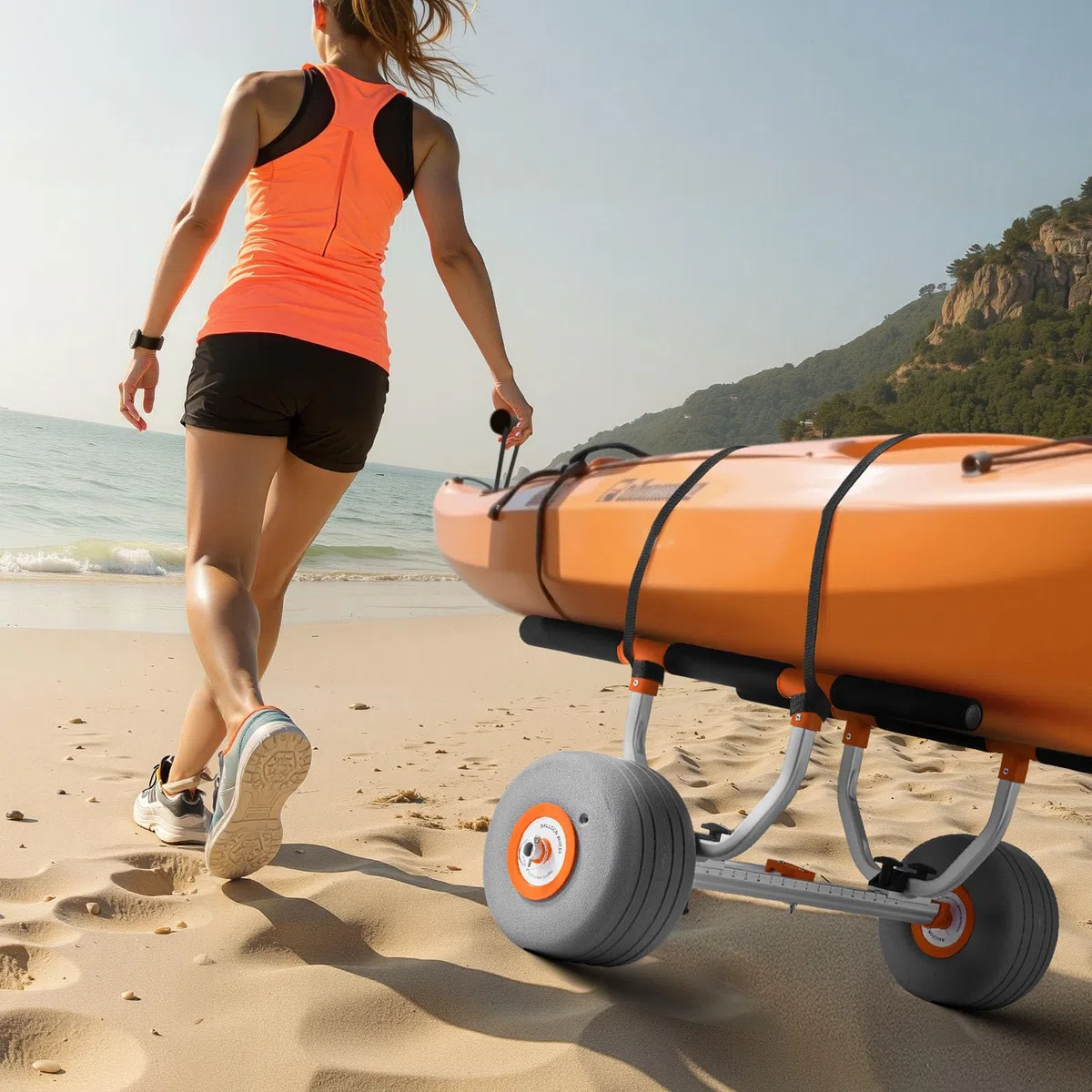 VEVOR Carrello per Kayak, in Lega di Alluminio capacità di 158,8 kg, con Pneumatici Gonfiabili da 30,5 cm e 2 Cinghie, Si Monta Facile, Carrello per Paddle Board per Il Trasporto di Kayak e Canoe